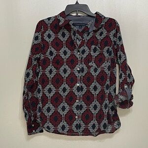 Tommy Hilfiger long sleeve button down top; Med